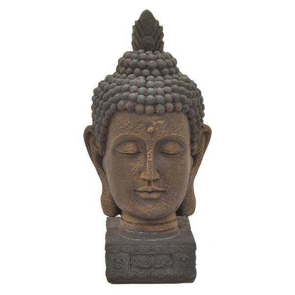 THREE HANDS 12 in. x 12 in. x 24 in. Buddha Head in blue Resin/Magnesium