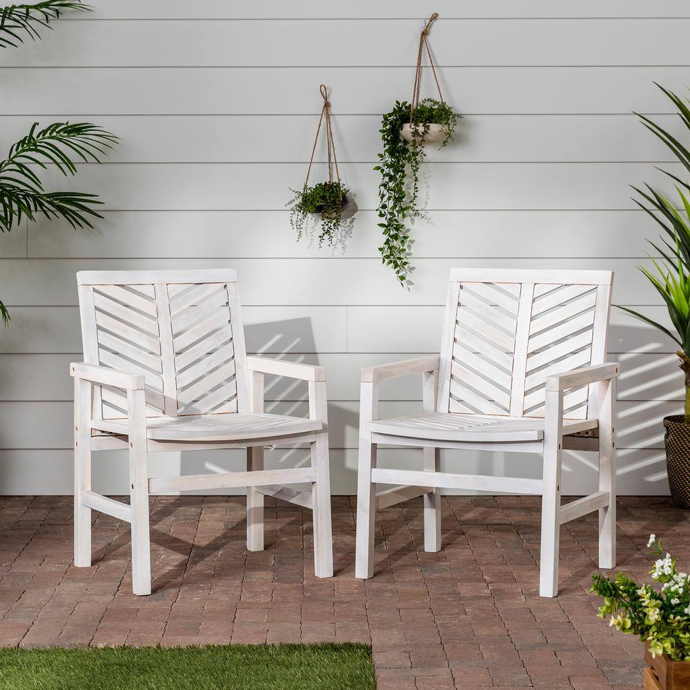 Tenleaf 2-Piece White Acacia Wood Outdoor Lounge Chair FCBF13-596 - The ...