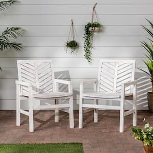 2-Piece White Acacia Wood Outdoor Lounge Chair