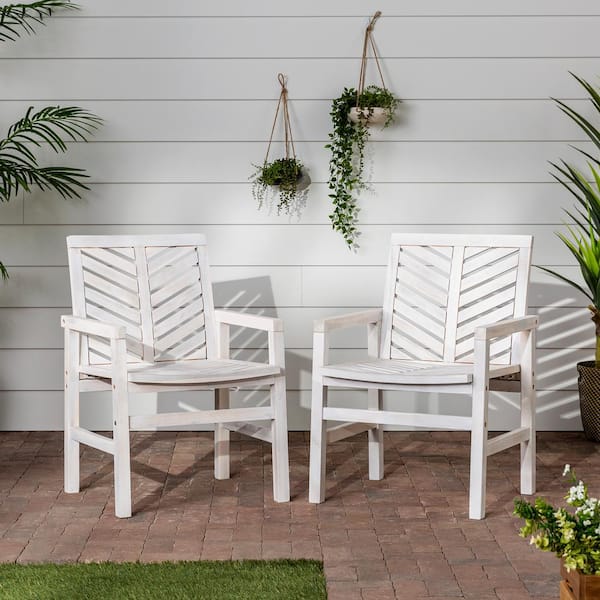 Tenleaf 2-Piece White Acacia Wood Outdoor Lounge Chair