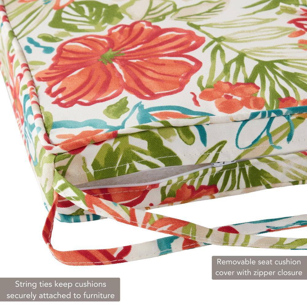 18" Breeze Floral Polyester Outdoor Chair Pads, Set of 2