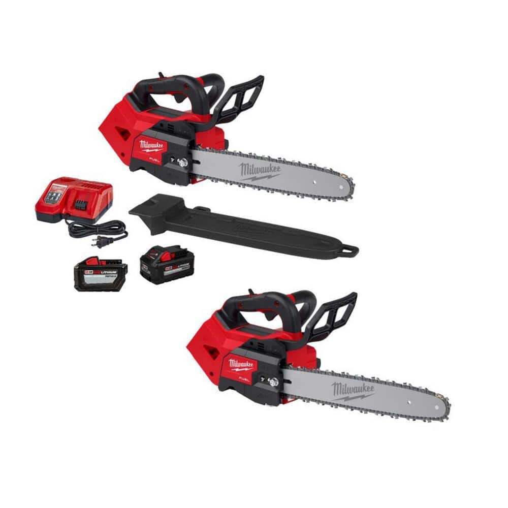 M18 FUEL 14 in. Top Handle 18V Lithium-Ion Brushless Cordless Chainsaw Kit w/8.0 Ah, 12.0 Ah Battery & Charger (2-Tool) -  Milwaukee, 2826-220T