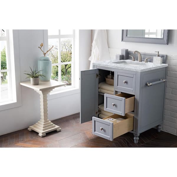 James Martin Copper Cove Encore 86 Double Vanity Set Silver Gray with Makeup Table 3 cm Arctic Fall Solid Surface Top