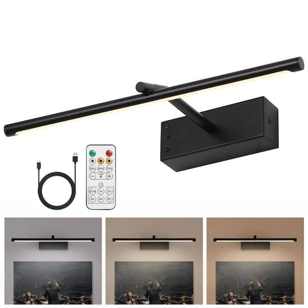 15.5 in. Dimmable LED Picture Light with Remote Control and Swivel, Matte Black Artwork Lighting for Walls