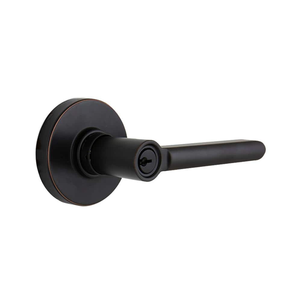 Tonebridge Aged Bronze Keyed Entry Door Lever with Round Rose