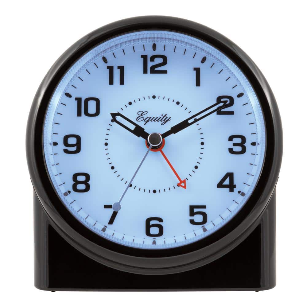 Equity Black and White Analog Alarm Clock with Night Vision