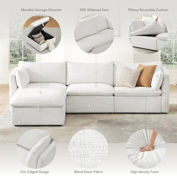 Spruce & Spring Nereidix 114 in. 4-Piece Fabric Modern Spruce & Spring Nereidix 114 in. 4-Piece Fabric Modern