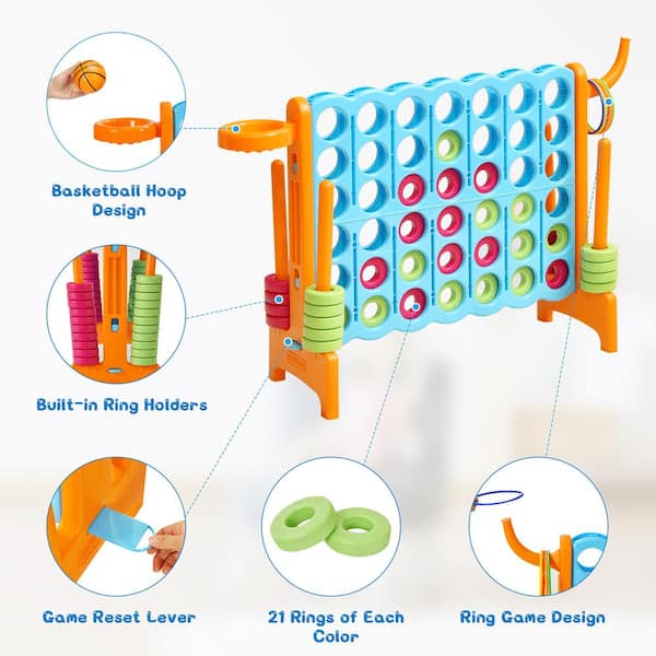 Costway Giant 4 in A Row Jumbo 4-to-Score Game Set W/Storage