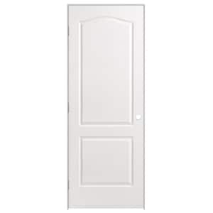 30 in. x 80 in. 2 Panel Arch Top Solid Core Textured Primed Composite Single Prehung Interior Door