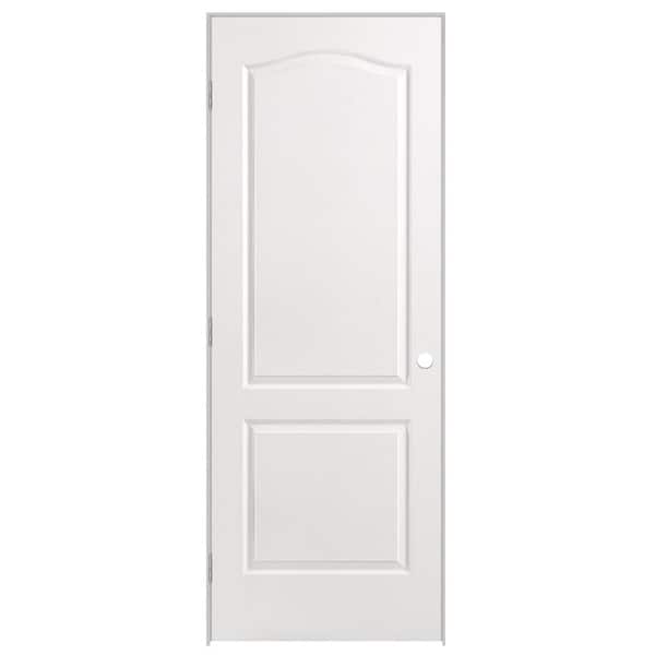 Masonite 30 in. x 80 in. 2 Panel Arch Top Solid Core Textured Primed Composite Single Prehung Interior Door