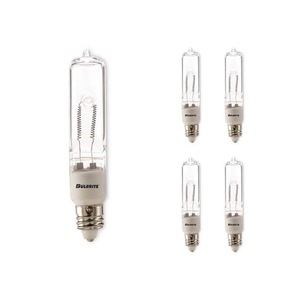 Bulbrite 25-Watt Soft White Light T4 (E11) Mini-Candelabra Screw Base Dimmable Clear Mini Halogen Light Bulb(5-Pack)