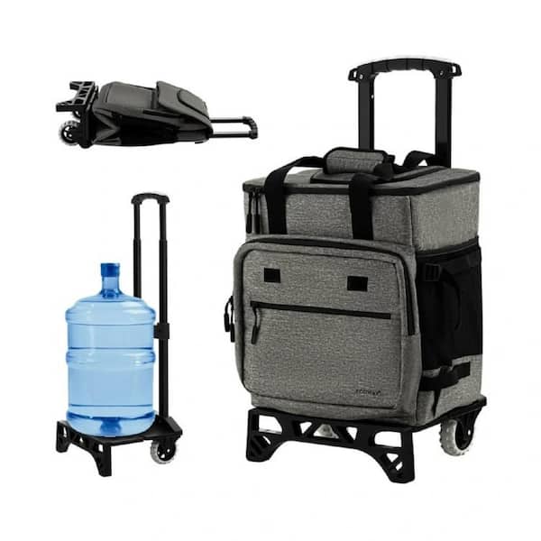 42 qt. 50-Can Large Leakproof Rolling Cooler with Detachable Bottom Plate in Gray