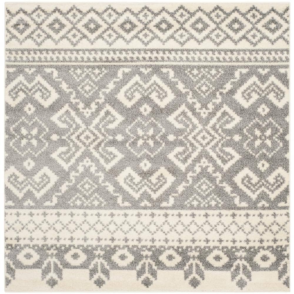SAFAVIEH Adirondack Ivory/Silver 10 ft. x 10 ft. Geometric Diamond ...