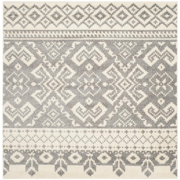 SAFAVIEH Adirondack Ivory/Silver 10 Ft. X 10 Ft. Geometric Diamond ...