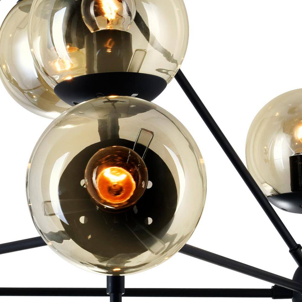 Astralis 39" Black Stainless Steel Sputnik Chandelier with Clear Glass