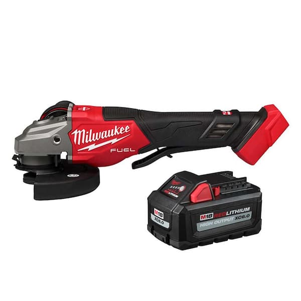 Milwaukee M18 FUEL 18V Lith-Ion Brushless Cordless 4-1/2 in. /6 in. Braking Grinder w/ High Output 6.0 Ah Battery