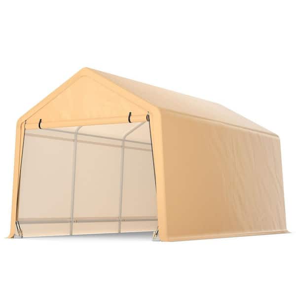 ANGELES HOME 9 ft. L x 17 ft. D x 9.2 ft. H Heavy-Duty Steel Weather Resistant PE Enclosed Yellow Carport Car Canopy