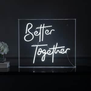Better Together 23.63 in. x 20 in. Contemporary Glam Acrylic Box USB Operated LED Neon Night Light, White