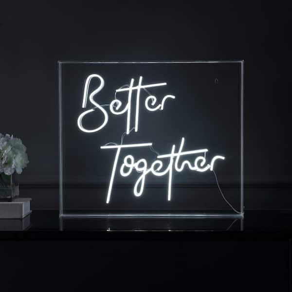 Better Together 23.63 in. x 20 in. Contemporary Glam Acrylic Box USB Operated LED Neon Night Light, White