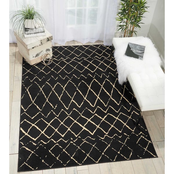 Grafix 5 ft.3 in. x 7 ft.3 in. Black Bohemian Indoor Rug