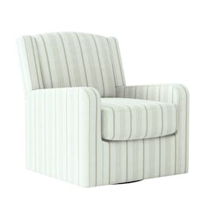 Vargas Barley Tan Woven Stripe Modern Wing Back Swivel Club Chair