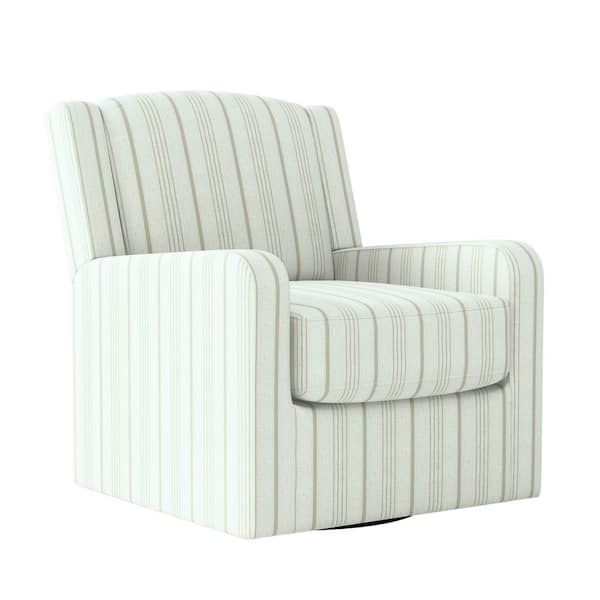 Handy Living Vargas Barley Tan Woven Stripe Modern Wing Back Swivel Club Chair