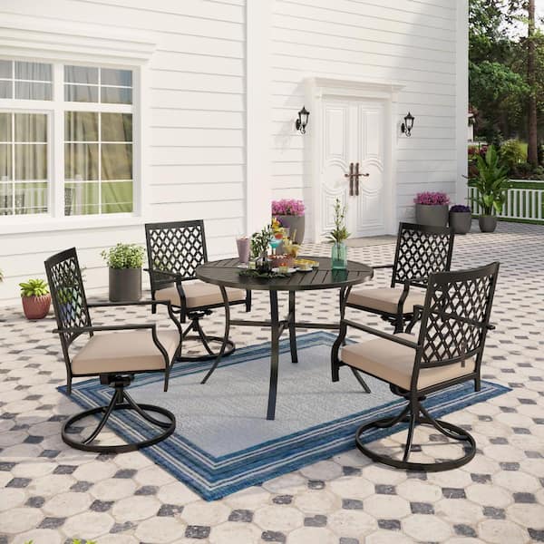 Metal round patio table store and chairs