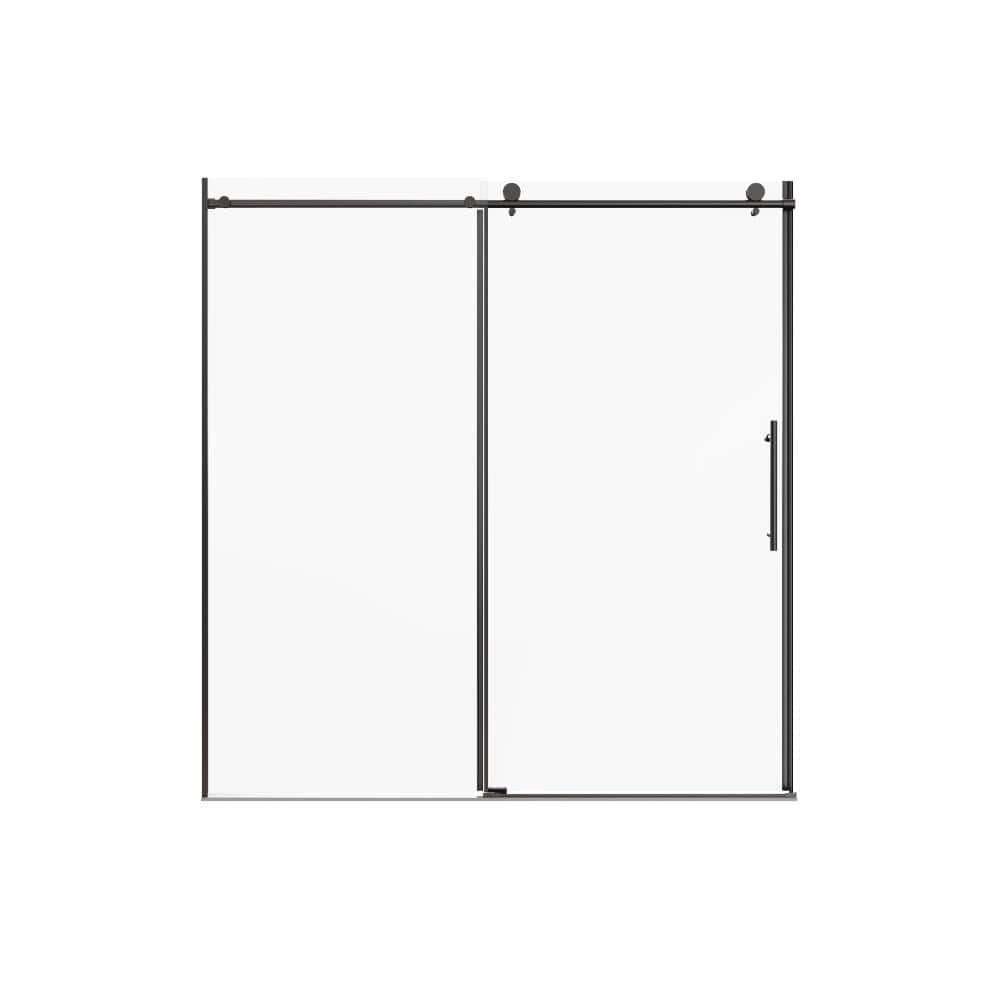 72 in. W x 76 in. H Sliding Frameless Shower Door in Black Finish with Clear Glass price history on PriceWatchPro