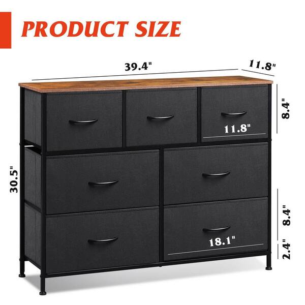 Vrbgify 7 Drawer Dresser TV Stand Entertainment Center Media Console Table with Metal Frame Wood Top in Black Rustic Brown Vrbgify 7 Drawer Dresser TV Stand Entertainment Center Media Console Table with Metal Frame Wood Top in Black Rustic Brown