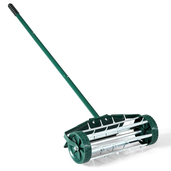 FORCLOVER 18 in. Rolling Lawn Aerator with Splash-Proof Fender for Garden