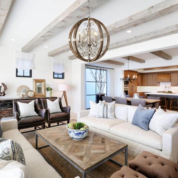 21.65 in. 4-Light Silver Chandelier