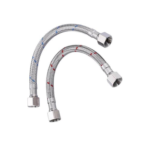 VEVETTA 9 in. 3/8 in. Compression x 3/8 in. Compression Braided Stainless Steel Faucet Supply Line