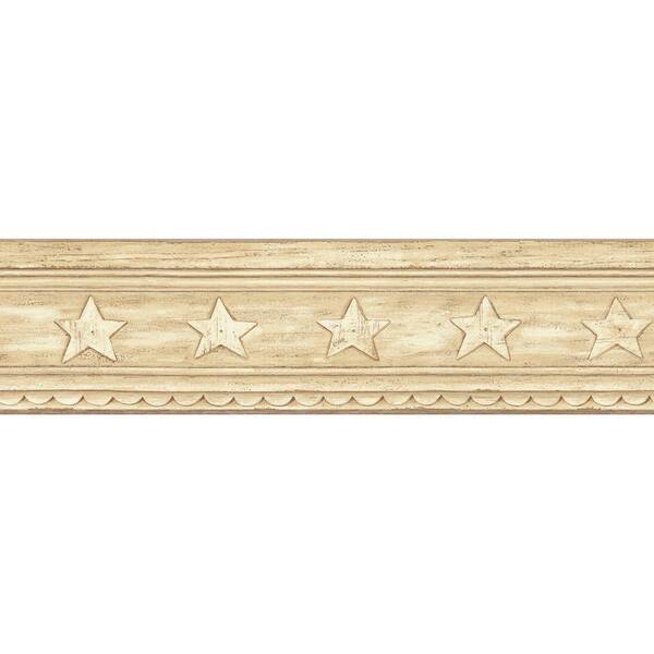 The Wallpaper Company 8 in. x 10 in. Beige Star Crown Molding Border Sample