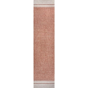 Alda Salmon/Cream 2 ft. x 8 ft. Modern Minimalist Mingled Solid Indoor/Outdoor Runner Rug