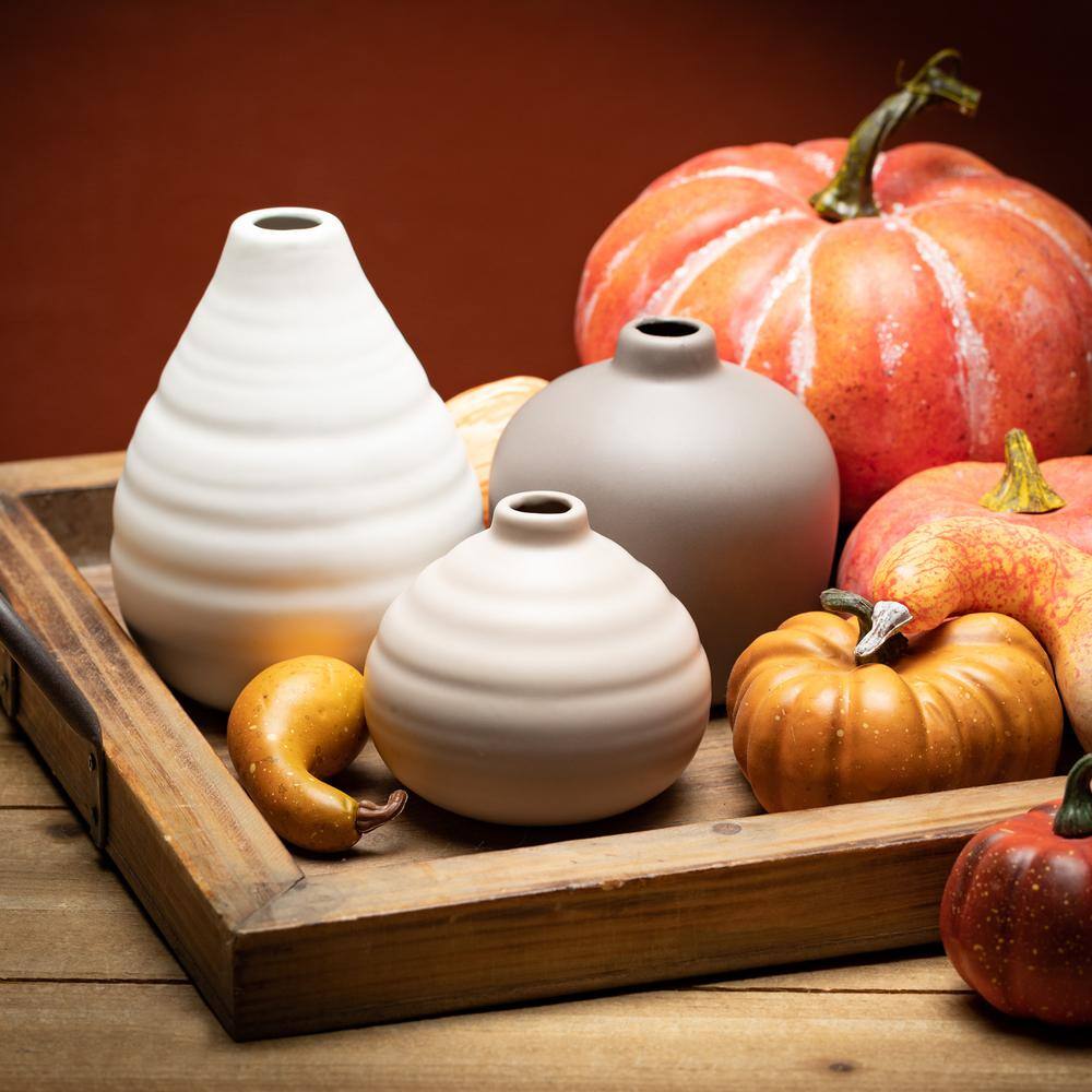 Neutral Ceramic Bud Table Vase Set of 3