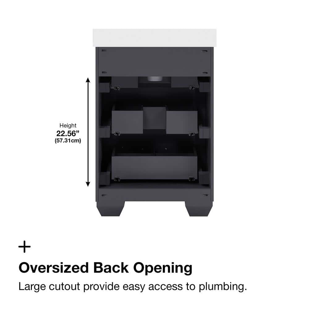 Dark Charcoal 24'' Single Freestanding Bathroom Vanity with Marble Top