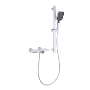 Single Handle 3-Spray Tub and Shower Faucet 4.93 GPM in White Valve Included