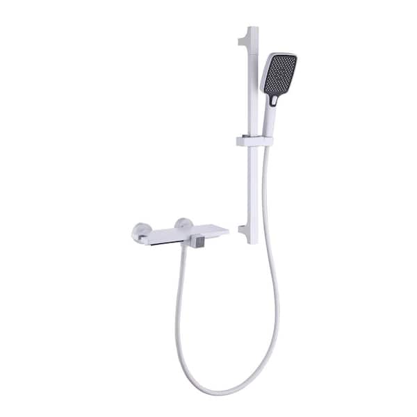 Mondawe Single Handle 3-Spray Tub and Shower Faucet 4.93 GPM in White Valve Included