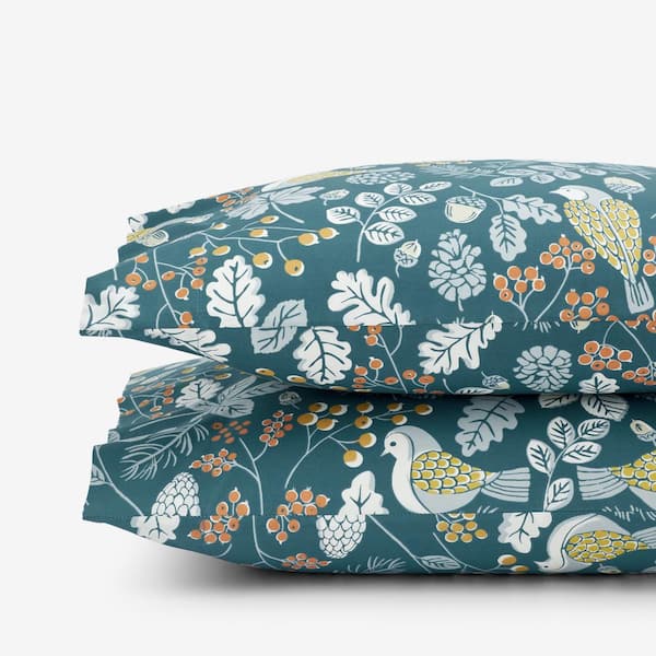 The Company Store Company Cotton Swallow Leaf Slate Cotton Percale Standard Pillowcase (Set of 2)