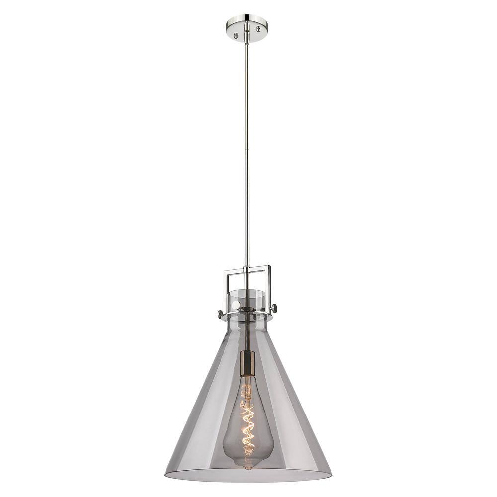 Newton Cone 100-Watt 1-Light Polished Nickel Shaded Pendant Light Tinted Glass Shade price history on PriceWatchPro