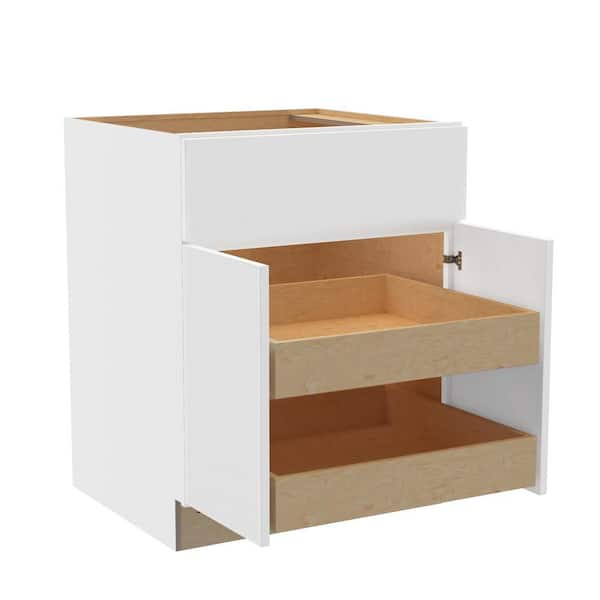 Home Decorators Collection Hargrove 27 in. W x 24 in. D x 34.5 in. H Assembled Plywood Base Kitchen Cabinet in Vesper White with 2ROT Soft Close