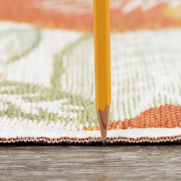Flora Orange 8 ft. x 10 ft. Floral Indoor/Outdoor Area Rug