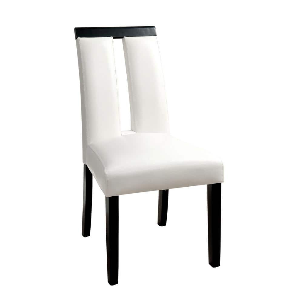Furniture of America Quincie White and Black Faux Leather Upholstered ...