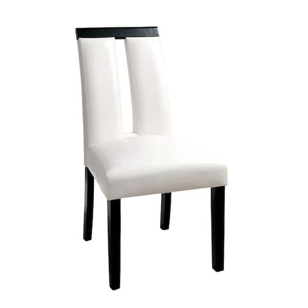 Furniture of America Quincie White and Black Faux Leather Upholstered Dining Chair (Set of 2)