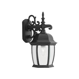 Tiverton 16 in. Black 1-Light Outdoor Line Voltage Wall Sconce with No Bulb Included