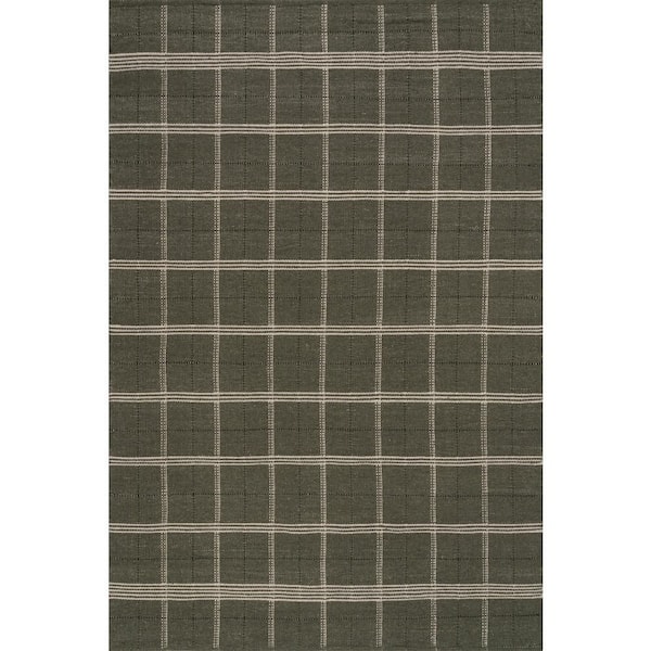 Nate Berkus x Rugs Downing Plaid Wool Cozy Green 8 ft. x 10 ft. Indoor Area Rug