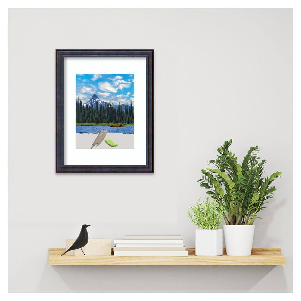 Dark Bronze Scoop Wood Picture Frame with Gold Veining Highlights
