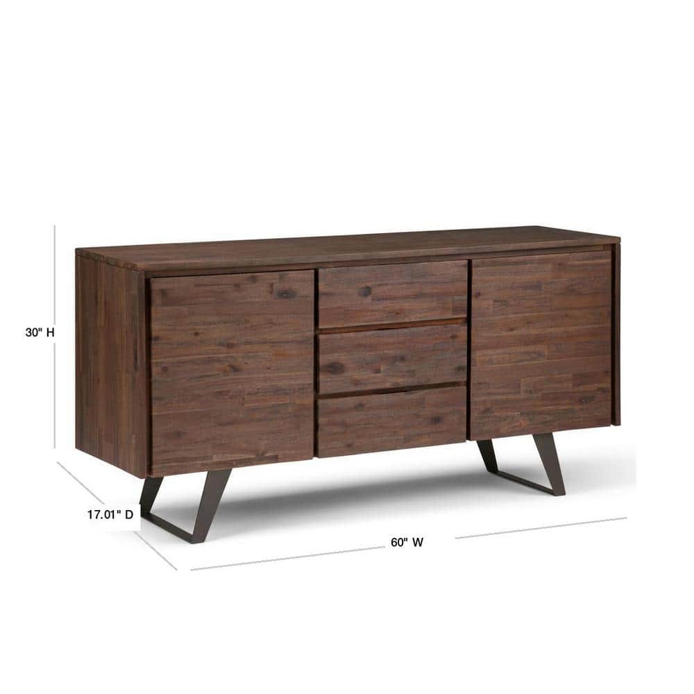 Lowry Distressed Charcoal Brown Solid Acacia & Metal Sideboard Buffet