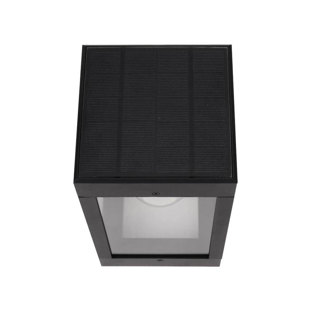Black Aluminum Solar-Powered Outdoor LED Wall Sconce