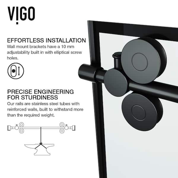 VIGO Elan 56 to 60 in. W x 74 in. H Frameless Grid Sliding
